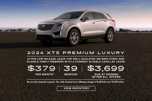 2024 XT5 Premium Luxury. Ultra-low mileage lease for well-qualified current eligible GM employees...